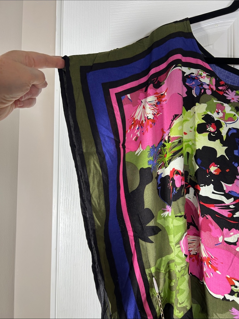 Unique Spectrum Olive, Pink & Blue Floral Tunic and metal belt 3X - Picture 4 of 8